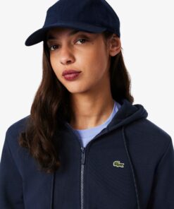 Lacoste Zipped Fleece Hoodie Women Midnight Blue