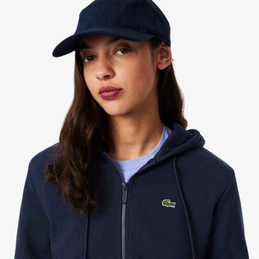 Lacoste Zipped Fleece Hoodie Women Midnight Blue