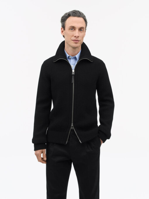 Tiger of Sweden Niall Zip-Up Wool Cardigan Black