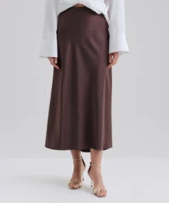 Malina Aubree Satin Skirt Chocolate