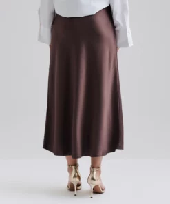 Malina Aubree Satin Skirt Chocolate