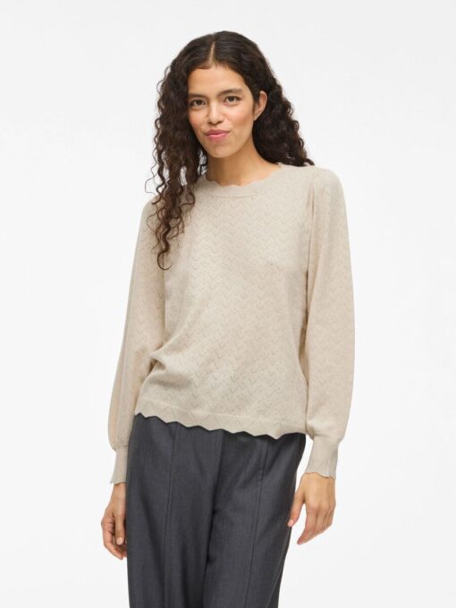 Viemi O-Neck Knit Top Super Light Natural Melange