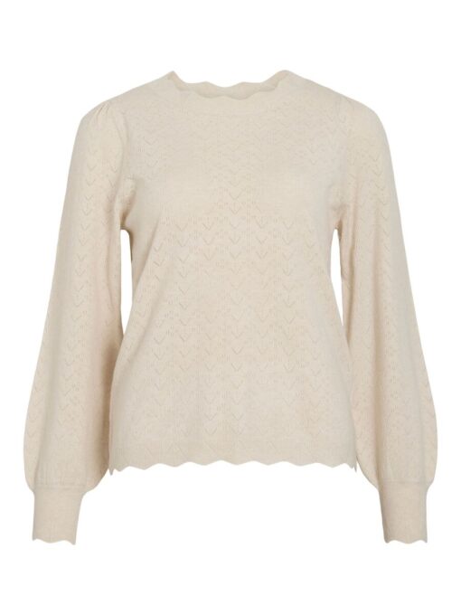 Viemi O-Neck Knit Top Super Light Natural Melange