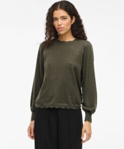 Viemi O-Neck Knit Top Deep Depths