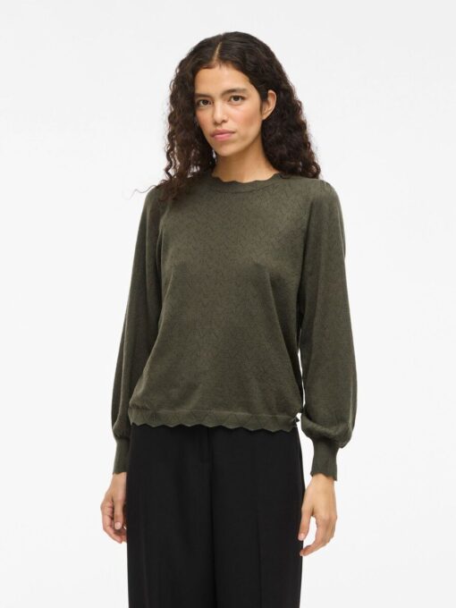 Viemi O-Neck Knit Top Deep Depths