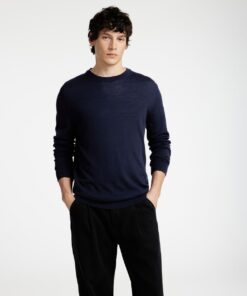 Slhtray Premium Merino Crew Neck Navy Blazer
