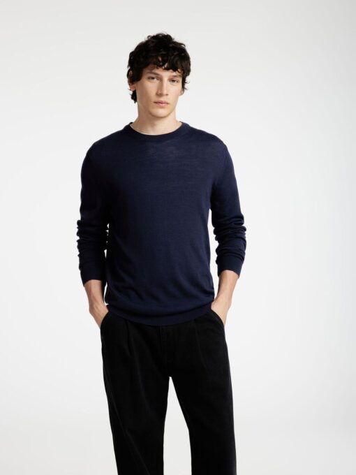 Slhtray Premium Merino Crew Neck Navy Blazer
