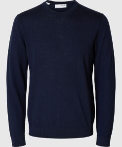 Slhtray Premium Merino Crew Neck Navy Blazer