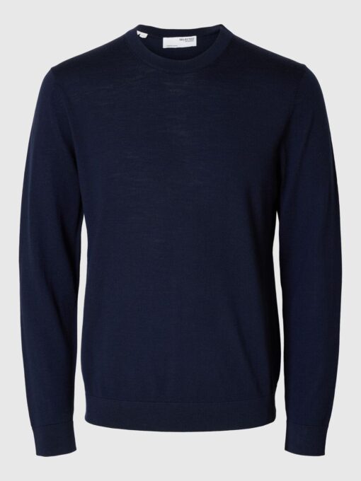 Slhtray Premium Merino Crew Neck Navy Blazer