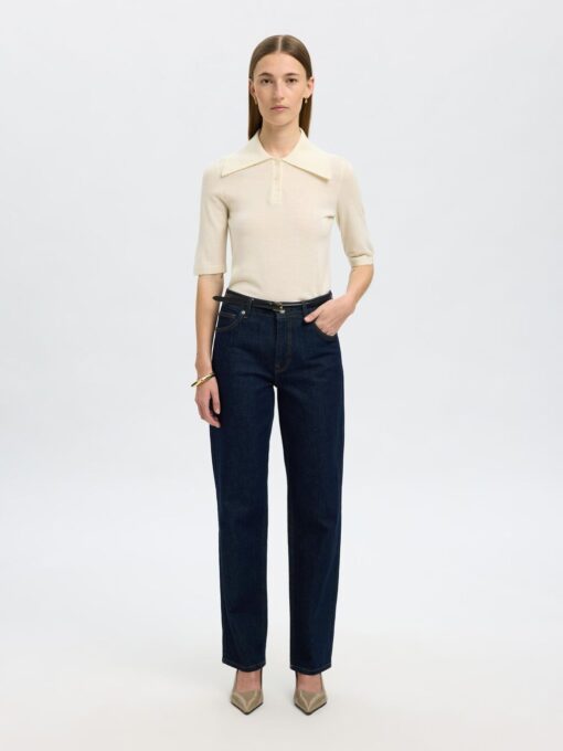 Slhthea 2/4 Merino Collar Knit Snow White