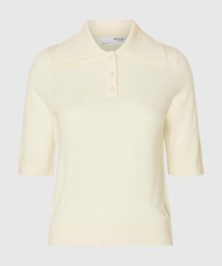 Slhthea 2/4 Merino Collar Knit Snow White