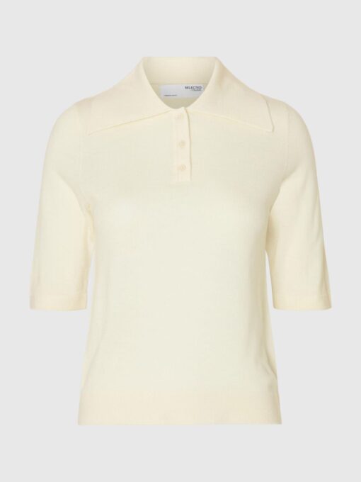 Slhthea 2/4 Merino Collar Knit Snow White