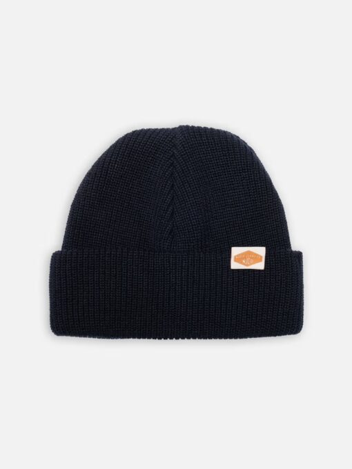 Nudie Jeans Cotton Beanie Ribbed Blueberry
