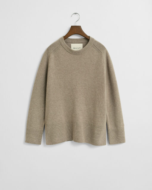 Gant Woman Soft Wool Lounge Sweater Taupe Beige