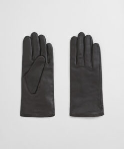 Gant Woman Cashmere Lined Leather Gloves Deep Brown