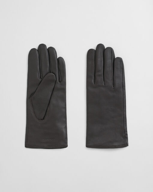 Gant Woman Cashmere Lined Leather Gloves Deep Brown
