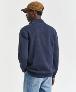 Gant Superfine Lambswool Zip Cardigan Dk Navy Melange
