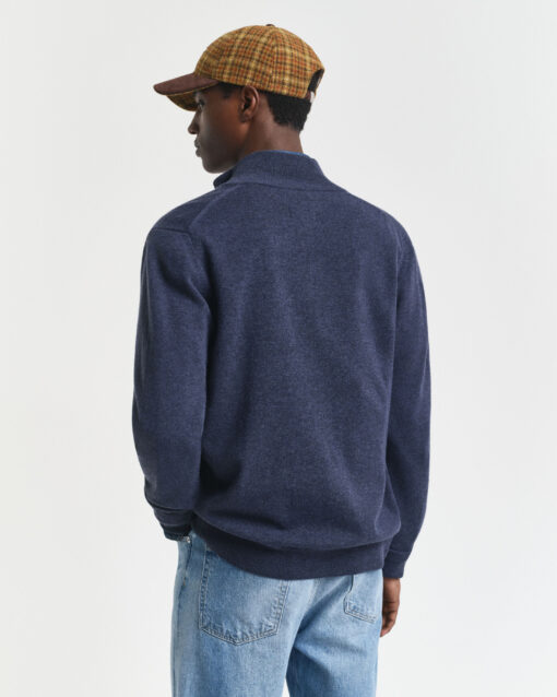 Gant Superfine Lambswool Zip Cardigan Dk Navy Melange