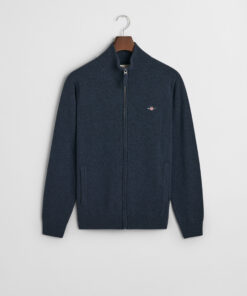 Gant Superfine Lambswool Zip Cardigan Dk Navy Melange