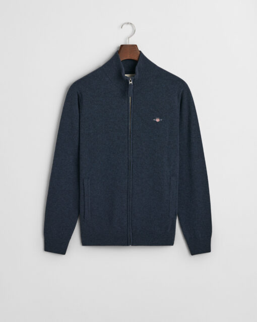 Gant Superfine Lambswool Zip Cardigan Dk Navy Melange