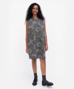 Marimekko Maridenim Somasti Unikko Denim Dress Light Grey