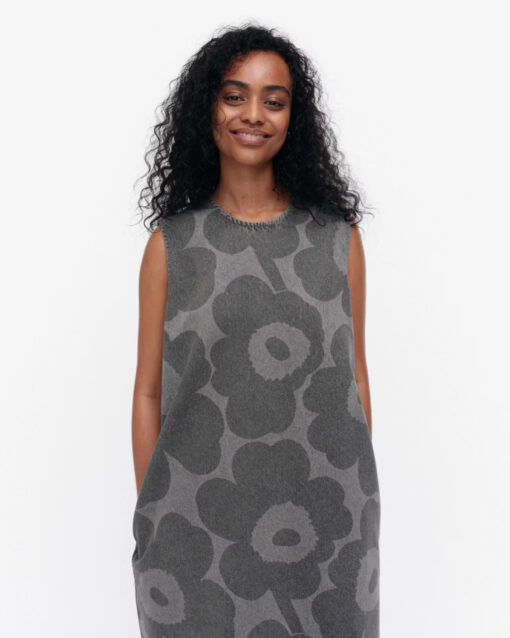 Marimekko Maridenim Somasti Unikko Denim Dress Light Grey