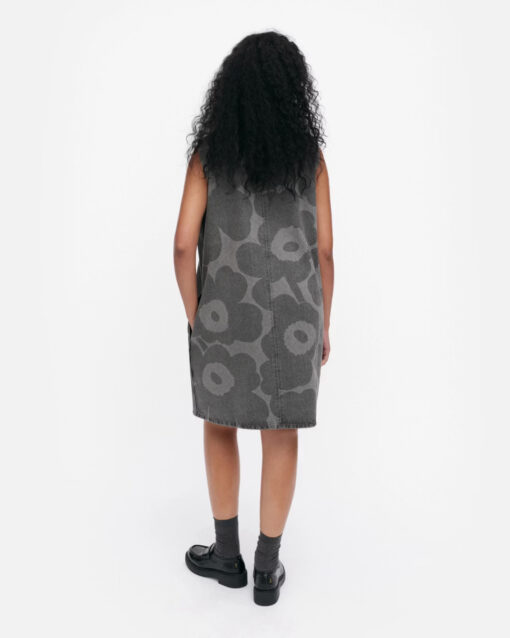 Marimekko Maridenim Somasti Unikko Denim Dress Light Grey