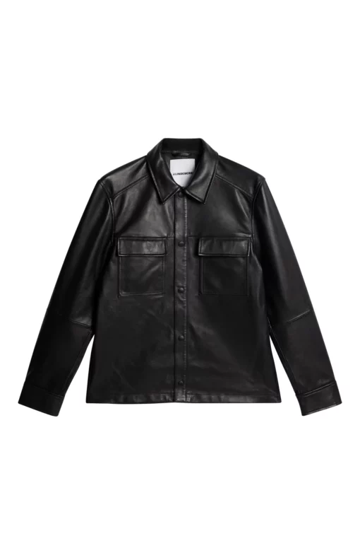 J.Lindeberg Wilden Lamb Leather Overshirt Black