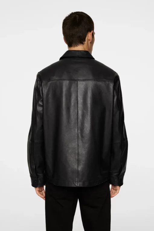J.Lindeberg Wilden Lamb Leather Overshirt Black