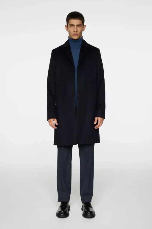 J.Lindeberg August Melton Cashmere Coat JL Navy