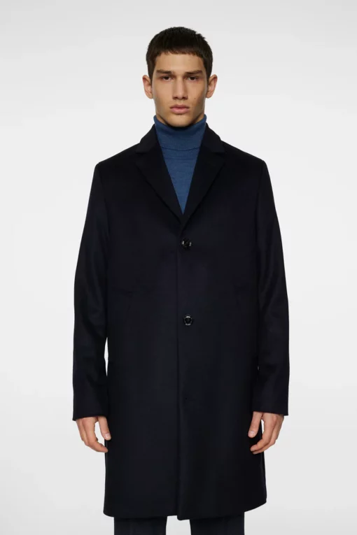 J.Lindeberg August Melton Cashmere Coat JL Navy