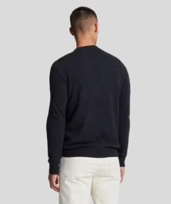 Lyle & Scott Lambswool Blend Crew Neck Jumper Dark Navy Marl
