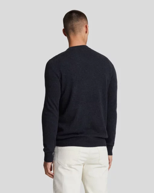 Lyle & Scott Lambswool Blend Crew Neck Jumper Dark Navy Marl