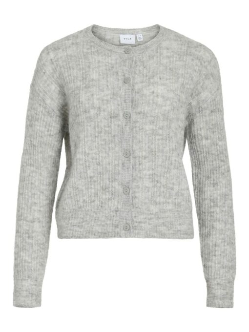 Vipretty Pointelle Cardigan Light Grey Melange