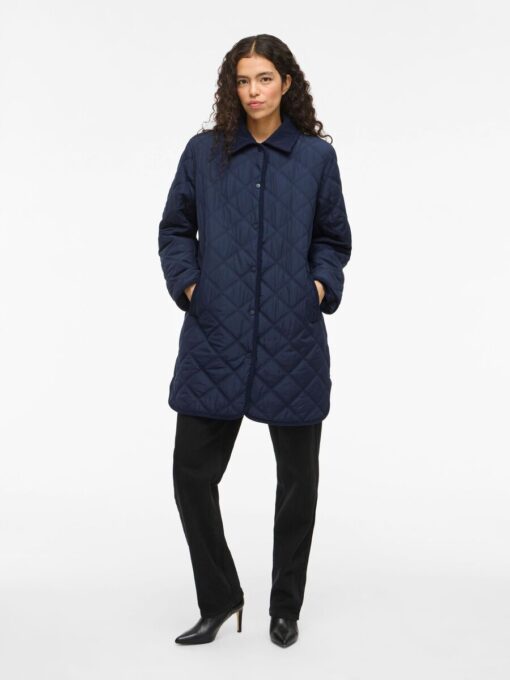 Viquila Corduroy Quilt Long Jacket Navy Blazer