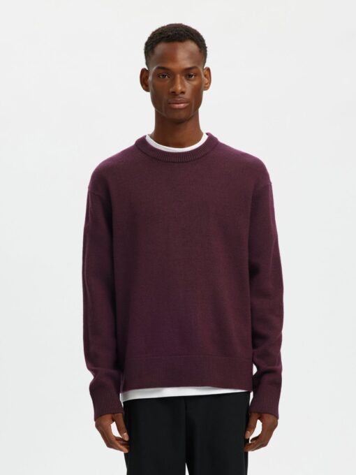 Slharne Relaxed Wool Crew Neck Knit Winetasting
