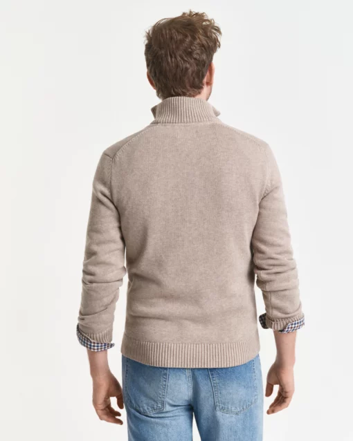 Gant Casual Cotton Half Zip Dk Sand Melange