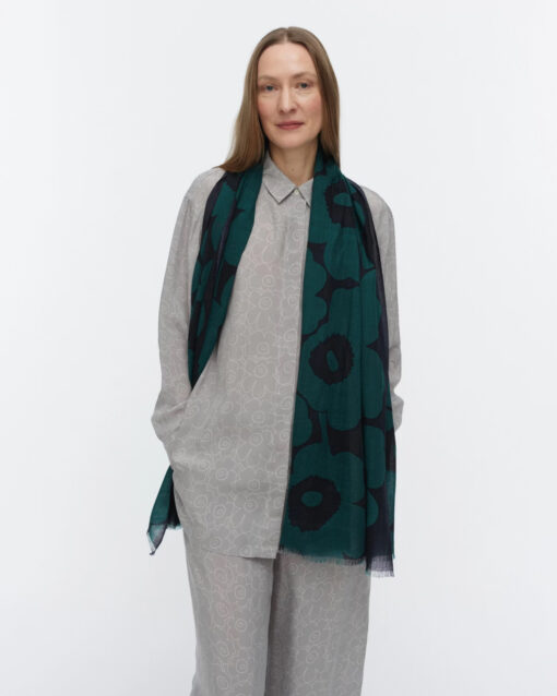 Marimekko Fiore Unikko Scarf Dark Green
