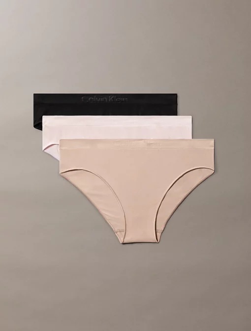 Calvin klein 3 Pack Bikini Briefs - Bonded Flex Seamless Black/Cedar/Eggshell
