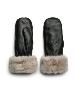 Pcjutlandia Leather Mittens Black