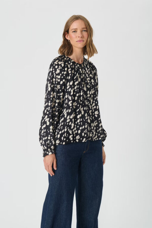 Part Two VenessaPW Blouse Black Dot Print