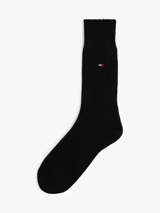 Tommy Hilfiger Wool Blend Cable Knit Socks Black