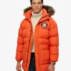 Superdry Everest Longline Baffled Parka Coat Bold Orange