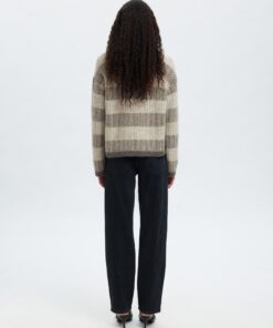 Slfalva Stripe Knit Medium Grey Melange